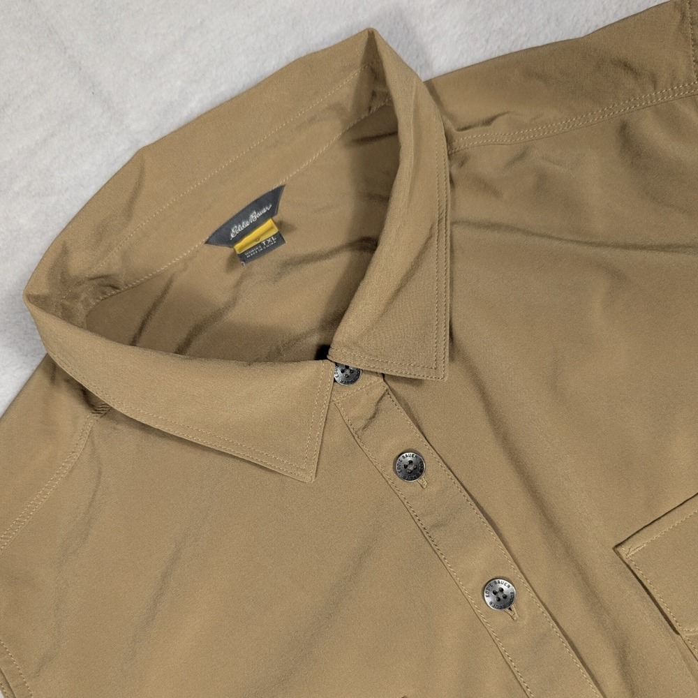Eddie Bauer Womens TXL Tan Sleeveless Button Up Travex‎ Hiking Shift Dress Khaki